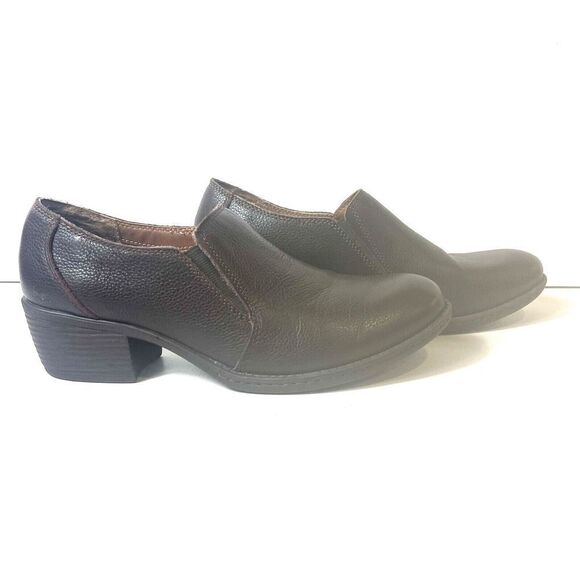 BOC Born Brown Leather Block Heel Slip On Pump Womens Size 10 M Shoes - Picture 2 of 12